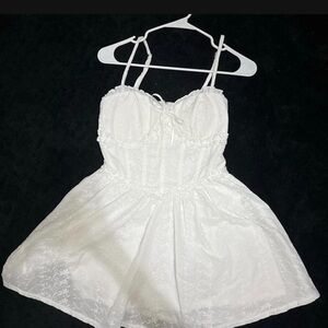 Altar'd State White Lace Bustier Chemise with Spaghetti Straps NWOT